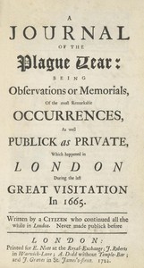 Capa de A Journal of the Plague Year
Being Observations or Memorials of the Most Remarkable Occurrences, as Well Public as Private, Which Happened in London During the Last Great Visitation in 1665. Written by a Citizen Who Continued All the While in London