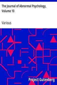 Capa de The Journal of Abnormal Psychology, Volume 10